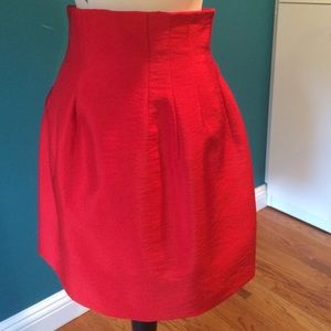 Red High Waisted Tulip Skirt